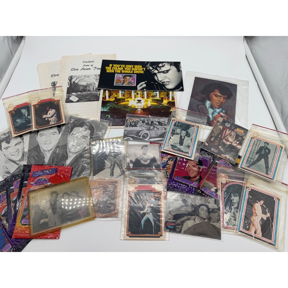 Vintage Elvis Presley Memorabilia Lot Trading Cards Postcards Graceland Ephemera